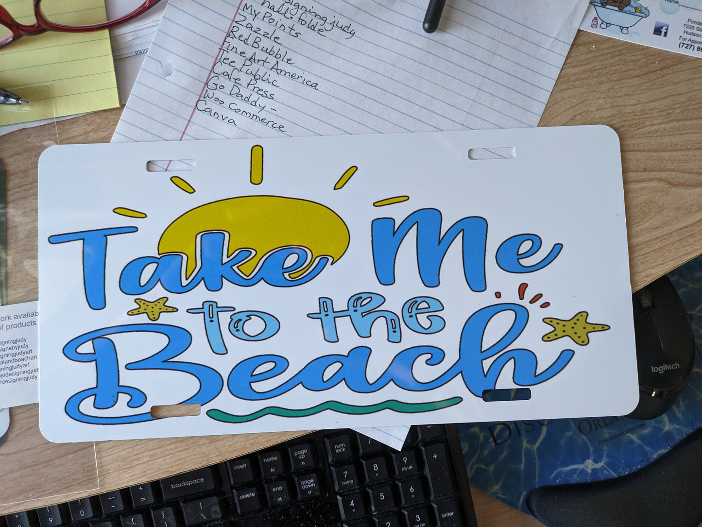 Take Me to the Beach License Tag (front)