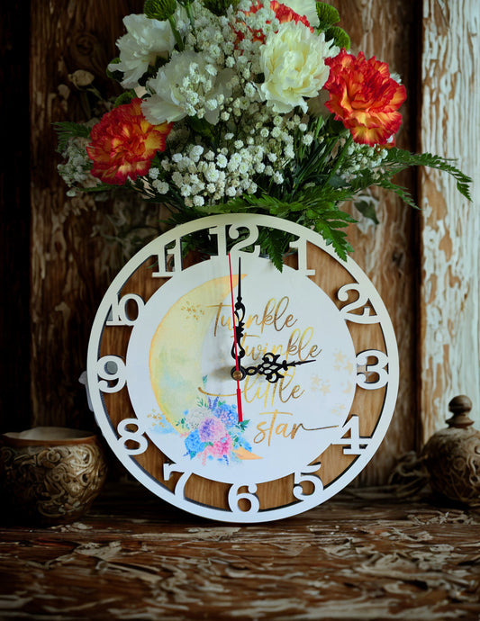 Battery operated wall clock for baby or toddler